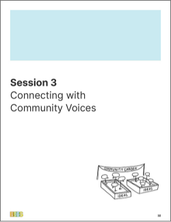 Cover of session 3, Connecting with Community Voices workbook section
