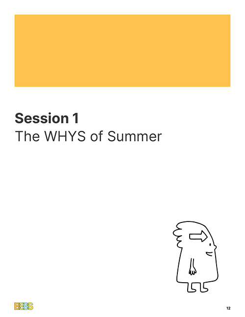Cover of session 1, Whys of Summer workbook section